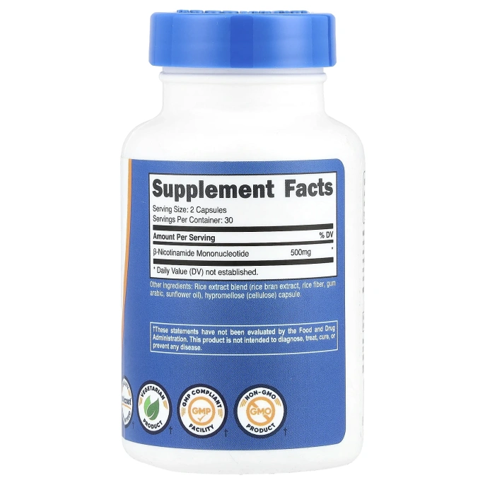 Nutricost, NMN, 500 мг, 60 капсул (250 мг на капсулу)