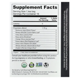 Earth Mama, Organics, 100% органический чай Throat Soothie™, без кофеина, 16 чайных пакетиков, 28 г (0,98 унции)