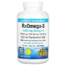 Natural Factors Rx Omega-3 (630 мг в 1 капсуле), 240 капсул Enteripure