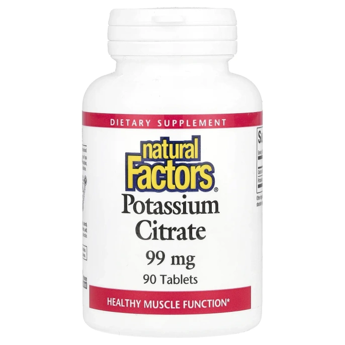 Natural Factors, Цитрат калия, 99 мг, 90 таблеток