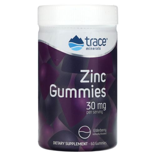 Trace Minerals ®, Жевательные мармеладки с цинком, бузина, 15 мг, 60 жевательных таблеток