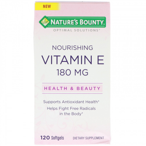 Nature's Bounty, Оптимальные решения, питательный витамин E, 120 мягких таблеток