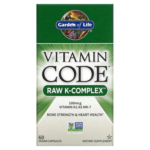 Garden of Life, Vitamin Code, комплекс необработанных витаминов группы K, 60 растительных капул