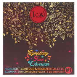 J.Cat Beauty, Symphony Face Obsession, палетка хайлайтеров, контуров и бронзеров, SFO101 набор № 1, светлые и средние оттенки, 27,5 г
