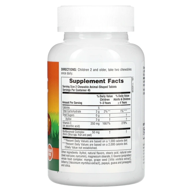 NaturesPlus, Animal Parade, витамин C, жевательная добавка для детей, со вкусом апельсинового сока, без сахара, 90 таблеток в форме животных