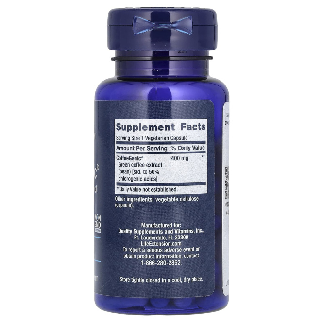 Life Extension, CoffeeGenic, экстракт зеленого кофе 90 овощных капсул