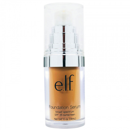 E.L.F. Cosmetics, Beautifully Bare, основа-сыворотка, широкий спектр SPF 25 солнцезащитный, средний/темный, 0,47 жидких унций (14 мл)