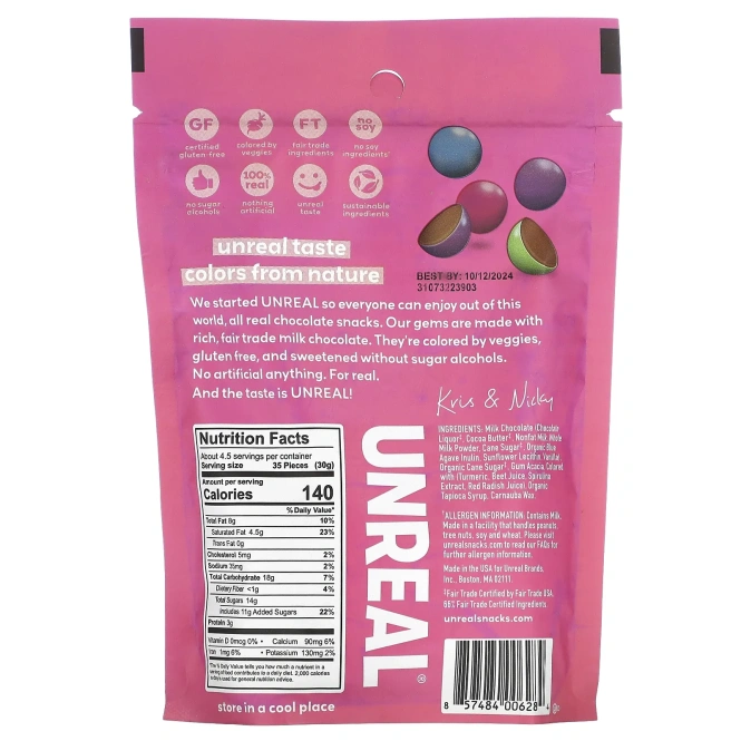 Unreal, Драгоценные камни из молочного шоколада, 142 г (5 унций)