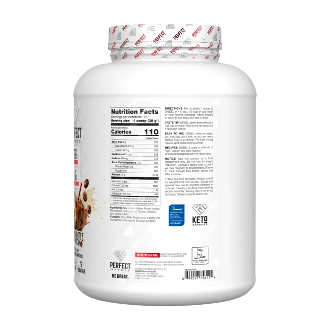 PERFECT Sports, Diet, новозеландский сывороточный изолят, со вкусом мокко латте и капучино, 2,27 кг (5 фунтов)