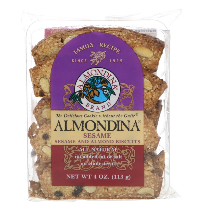 Almondina, Кунжут, кунжутное и миндальное печенье, 4 унции (113 г)