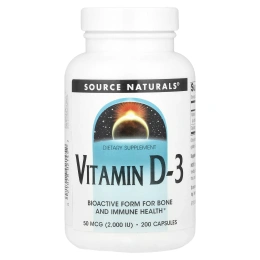 Source Naturals, Витамин D3, 2000 МЕ, 200 капсул