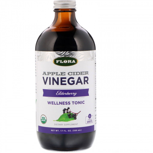 Flora, Apple Cider Vinegar, Wellness Tonic, Elderberry, 17 fl oz (500 ml)