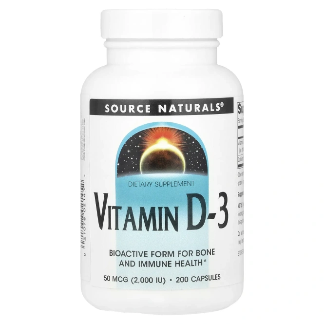 Source Naturals, Витамин D3, 2000 МЕ, 200 капсул