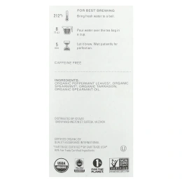 TAZO, Regenerative, травяной чай, органическая освежающая мята, без кофеина, 16 чайных пакетиков, 19 г (0,67 унции)