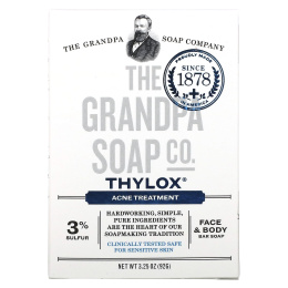 Grandpa's, Мыло для лица и тела от акне Thylox Acne Treatment, 3,25 oz (92 г)
