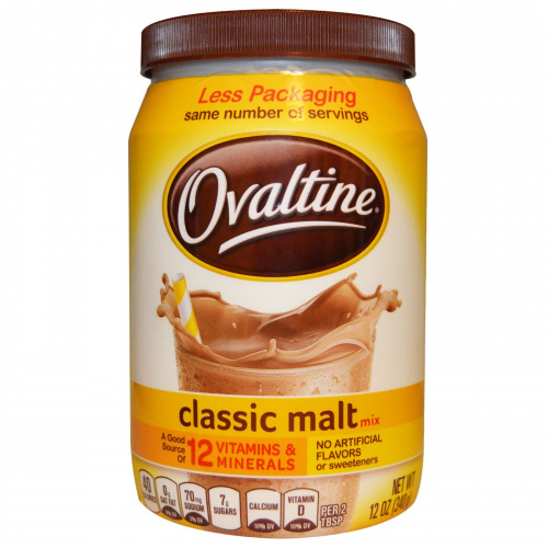 Ovaltine, Классический солодовый напиток, без кофеина, 12 унций (340 г)
