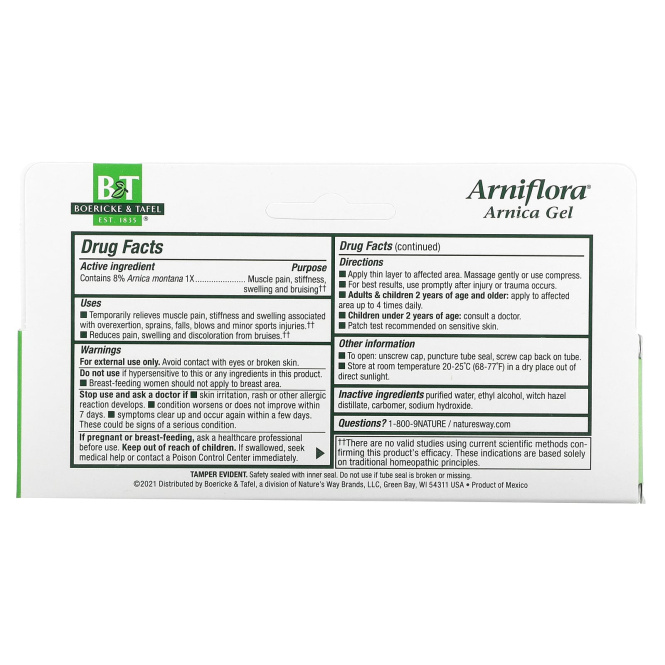 Boericke & Tafel, Arniflora, Гель с арникой, Topical Gel, 78 г