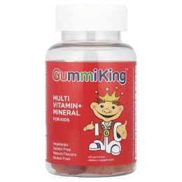 GummiKing, Мультивитамины и минералы для детей, виноград, лимон, апельсин, клубника и вишня, 60 жевательных таблеток