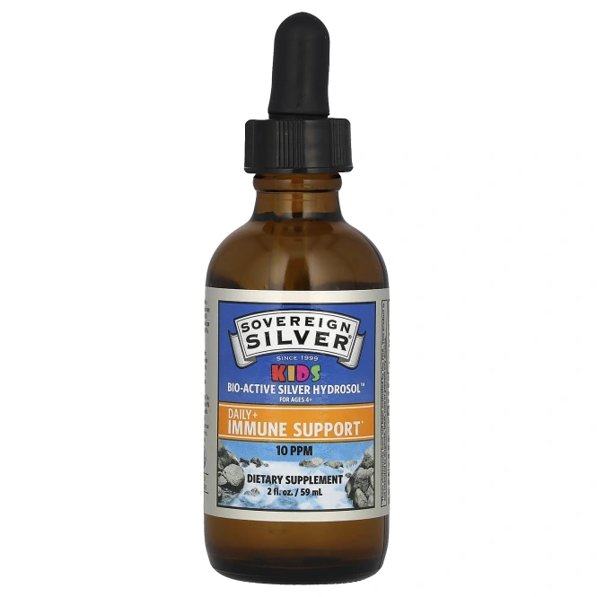 Sovereign Silver, Биоактивная суспензия коллоидного серебра, для детей, ежедневная поддержка иммунной системы, 10 ч./млн., 2 ж. унц. (59 мл)