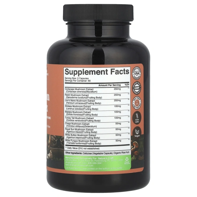 Nature's Craft, Комплекс грибов, 120 капсул
