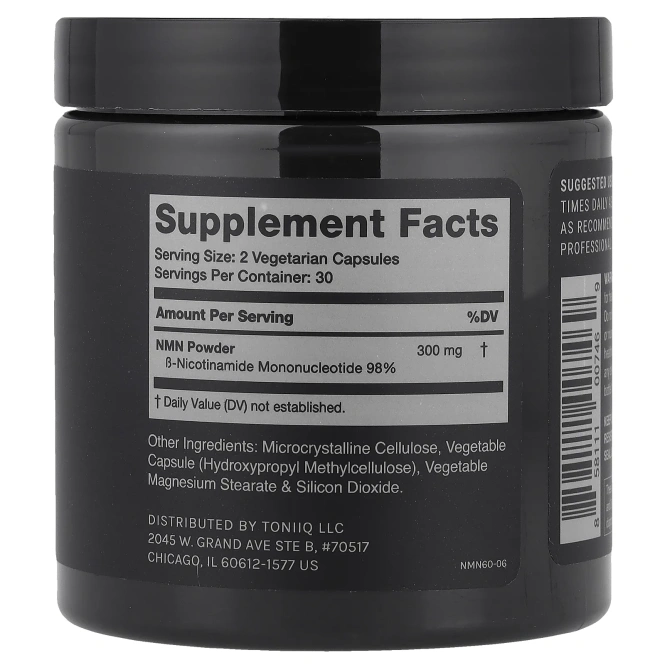 Toniiq, NMN 300, 60 капсул (150 мг в 1 капсуле)
