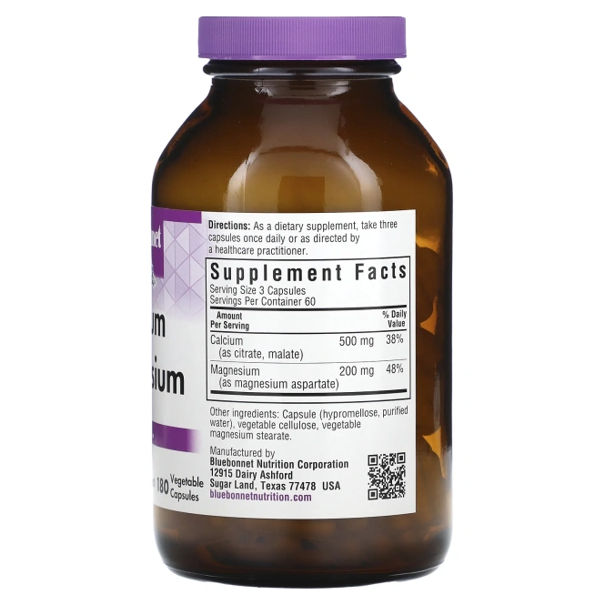 Bluebonnet Nutrition, Цитрат кальция, с магнием, 180 капсул на растительной основе