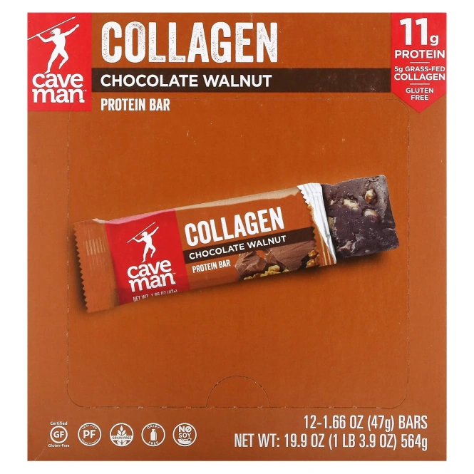 Caveman Foods, Коллагеновый протеиновый батончик Шоколадный орех 12 батончиков