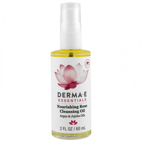Derma E, Питающее и очищающее розовое масло, с маслами арганы и жожоба