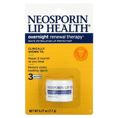Neosporin, Обновляющая ночная терапия, бальзам для губ из белого вазелина, 0,27 унции (7,7 г)