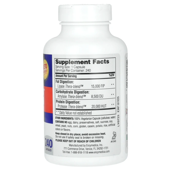 Enzymedica, Lypo Gold, препарат для переваривания жиров, 240 капсул