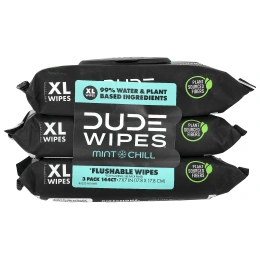 Dude Products, Flushable Wipes, XL, Mint Chill, 3 Pack, 48 Wipes Each