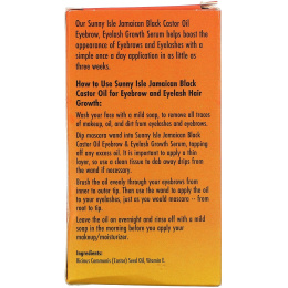 Sunny Isle, Ямайское черное касторовое масло, сыворотка для роста ресниц и бровей, 2 унции