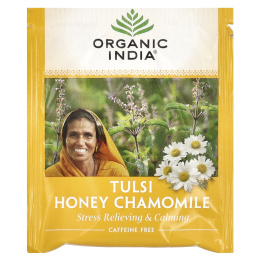 Organic India, Чай с тулси, медом и ромашкой, без кофеина, 18 пакетиков, 30,6 г (1,08 унции)