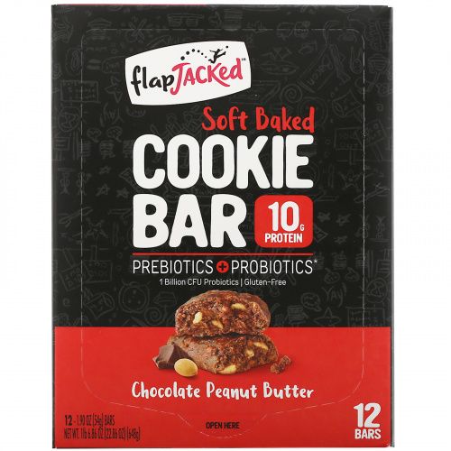 FlapJacked, Мягкое печенье-батончик, шоколадная арахисовая паста, 12 батончиков по 54 г (1,9 унции)