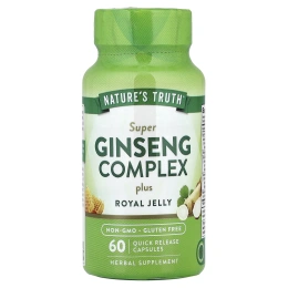 Nature's Truth, Super Ginseng Complex Plus, маточное молочко, 60 капсул с быстрым высвобождением