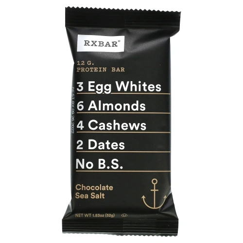 RXBAR, Протеиновые батончики, Шоколад и морская соль, 12 батончиков, 1,83 унции (52 г) каждый