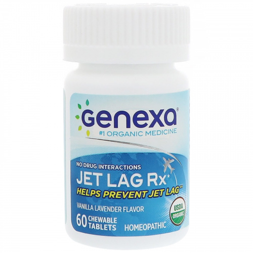 Genexa, Купирование десинхроноза, вкус лаванды и ванили, 60 жевательных таблеток