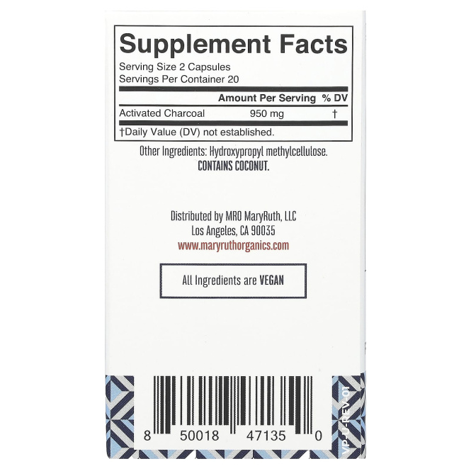 MaryRuth's, капсулы с активированным углем, 40 капсул