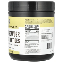 Left Coast Performance, масло MCT в порошке с пептидами коллагена и пребиотическими волокнами акации, со вкусом ванили, 454 г (1 фунт)
