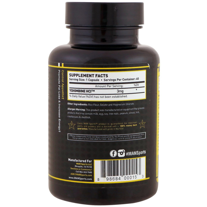 MAN Sports, Йохимбин HCl , 60 капсул