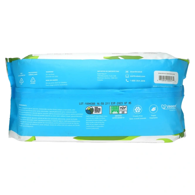 Earth Rated, салфетки для собак, без запаха, 100 шт.