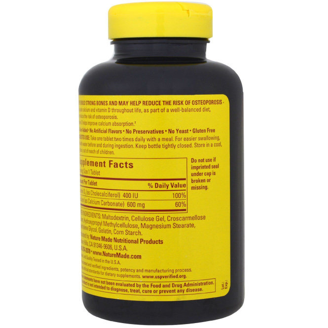 Nature Made, Кальций, 600 мг, 220 таблеток