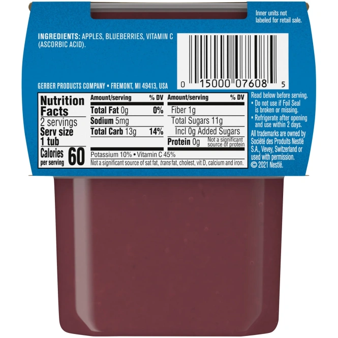 Gerber, Яблоко и голубика, 2nd Foods, 2 пакетика по 113 г (4 унции)