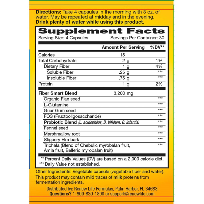 Renew Life, FiberSmart, 120 вегетарианских капсул