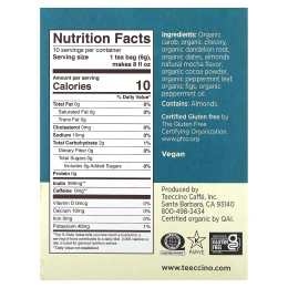 Teeccino, Обжаренный травяной чай, одуванчик, мокко и мята, без кофеина, 10 чайных пакетиков, 60 г (2,12 унции)