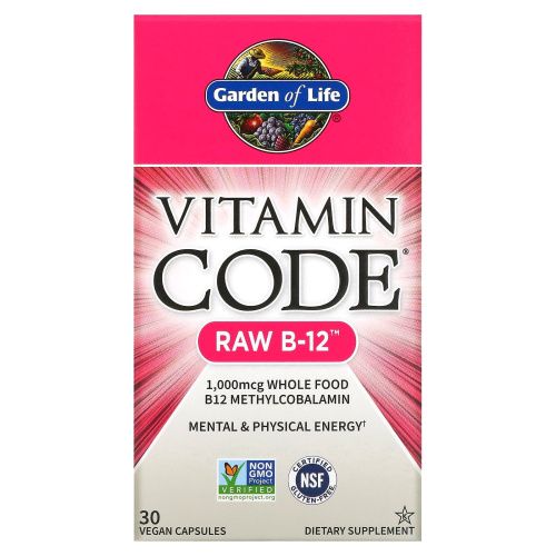 Garden of Life, Витаминный код, Raw B-12, 30 веганских капсул