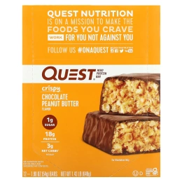 Quest Nutrition, Протеиновый батончик Quest Hero с хрустящим шоколадом и арахисовым маслом 12 батончиков