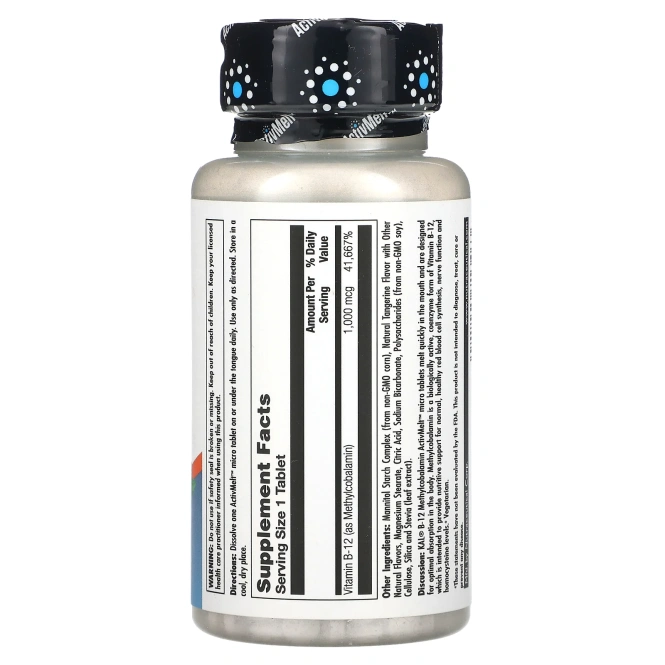 KAL, B-12 метилкобаламин, мандарин, 1000 мкг, 90 микро таблеток