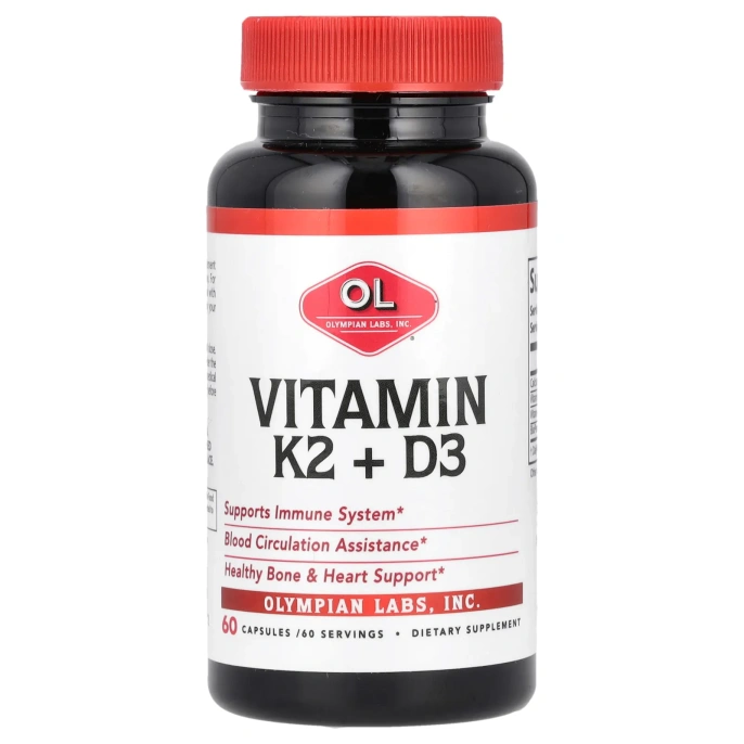 Olympian Labs, Витамин K2 + D3, 60 капсул