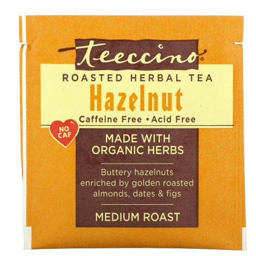 Teeccino, Обжаренный травяной чай, средняя обжарка, фундук, не содержит кофеина, 10 чайных пакетиков, 60 г